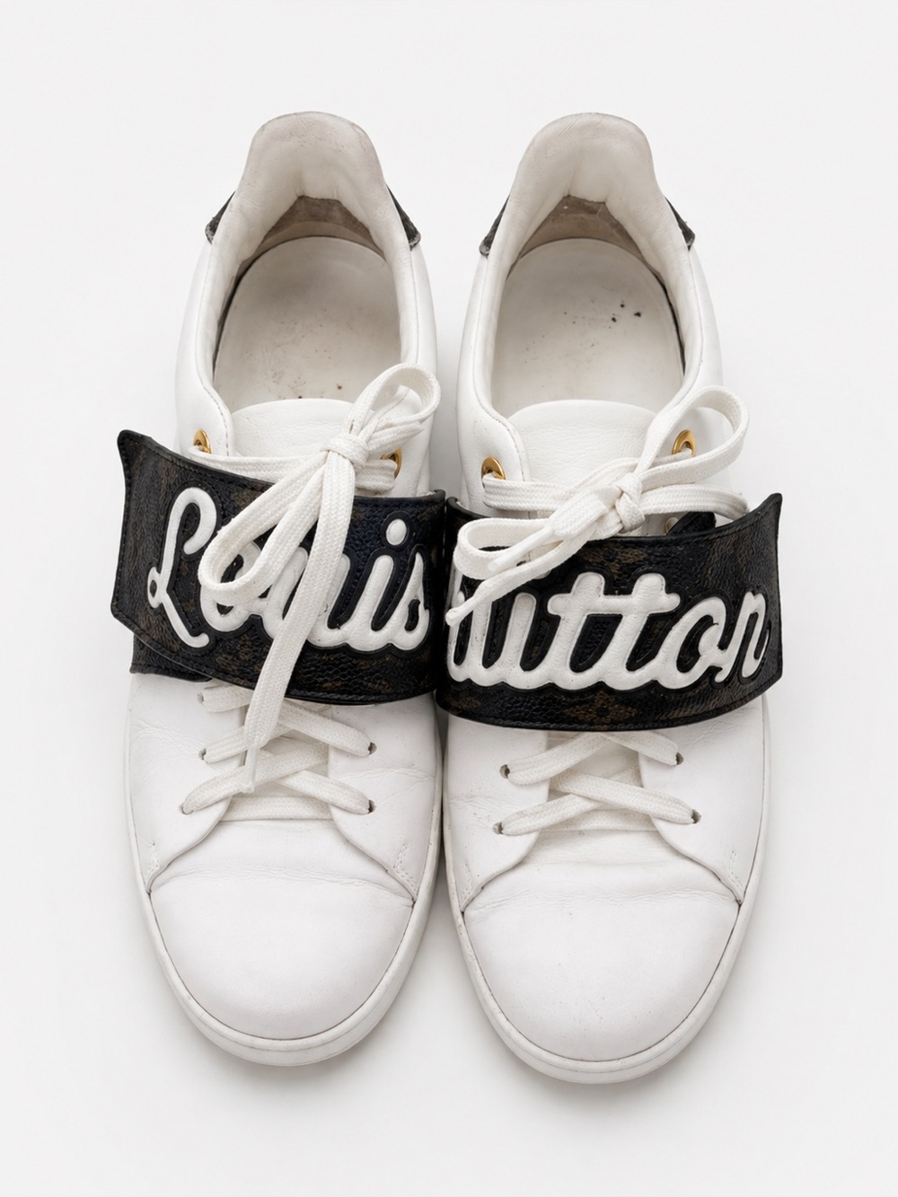 Louis Vuitton Streetwear Logo Strap Sneakers White Lace Up Women EU 36.5